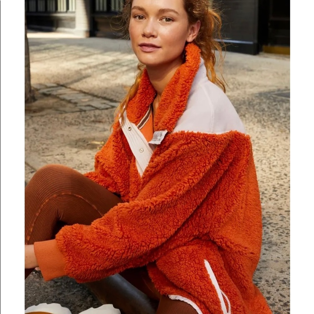 Free People Fall to Rise Quarter Zip Fleece Jacket, XS